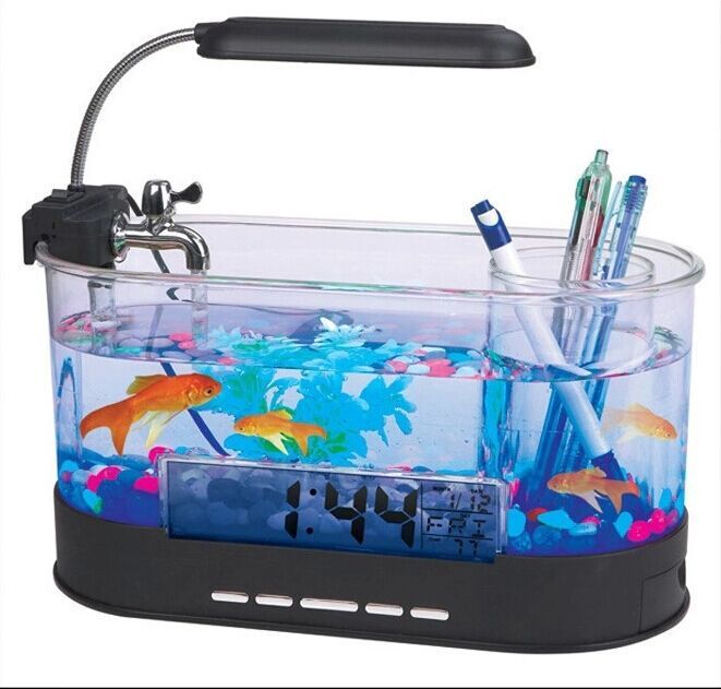 USB Mini Desktop Aquarium with Time, Date, Temperature, and Alarm
