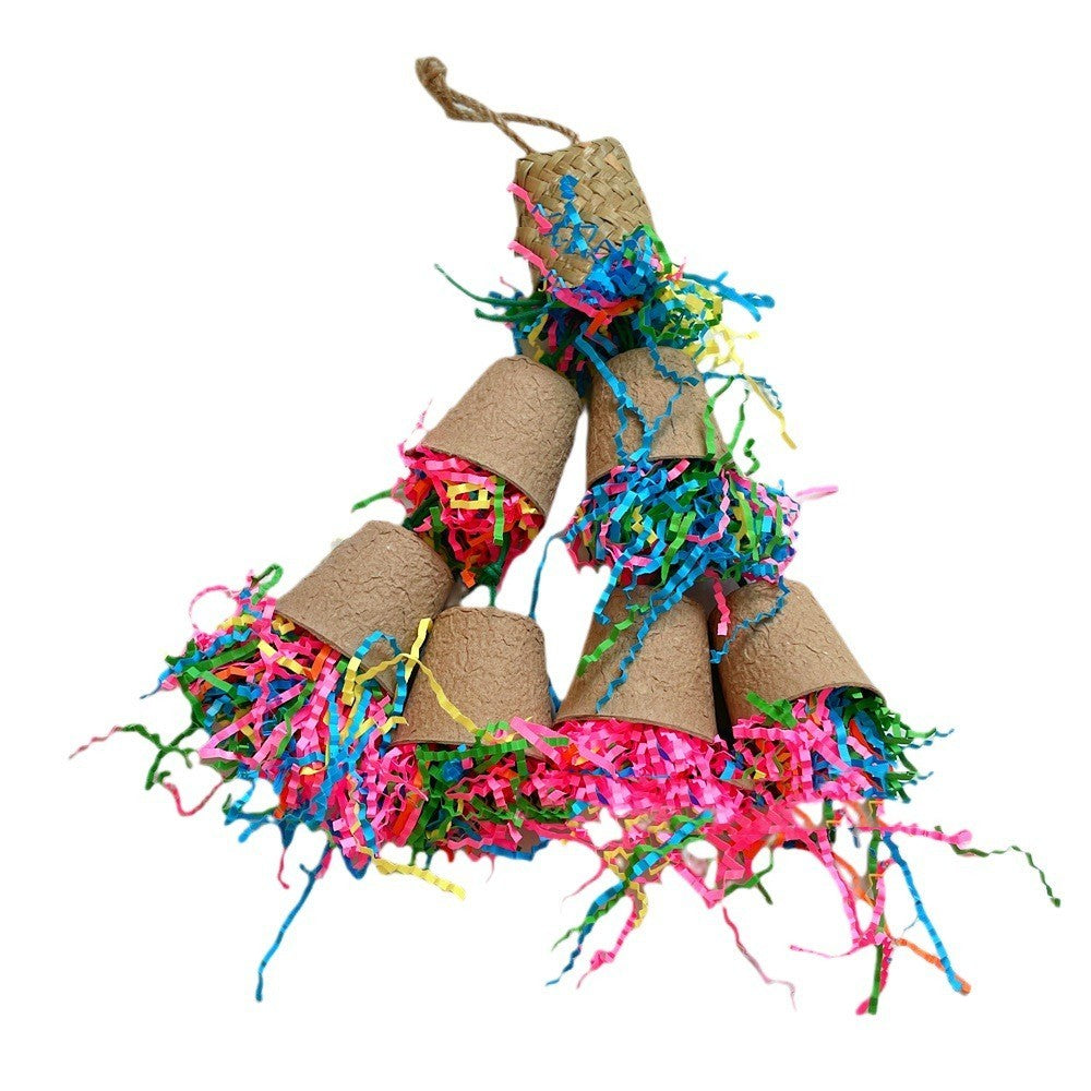 Parrot Palm Weaving Chew Toy with Paper Cup