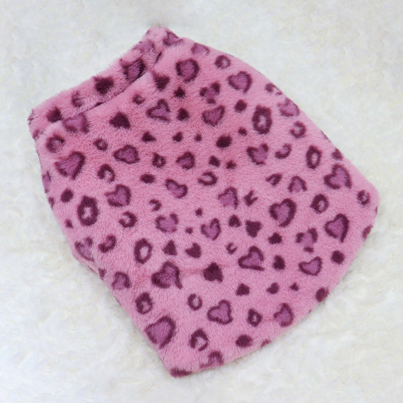 Pet Plush Leopard Jacket for Cold Weather