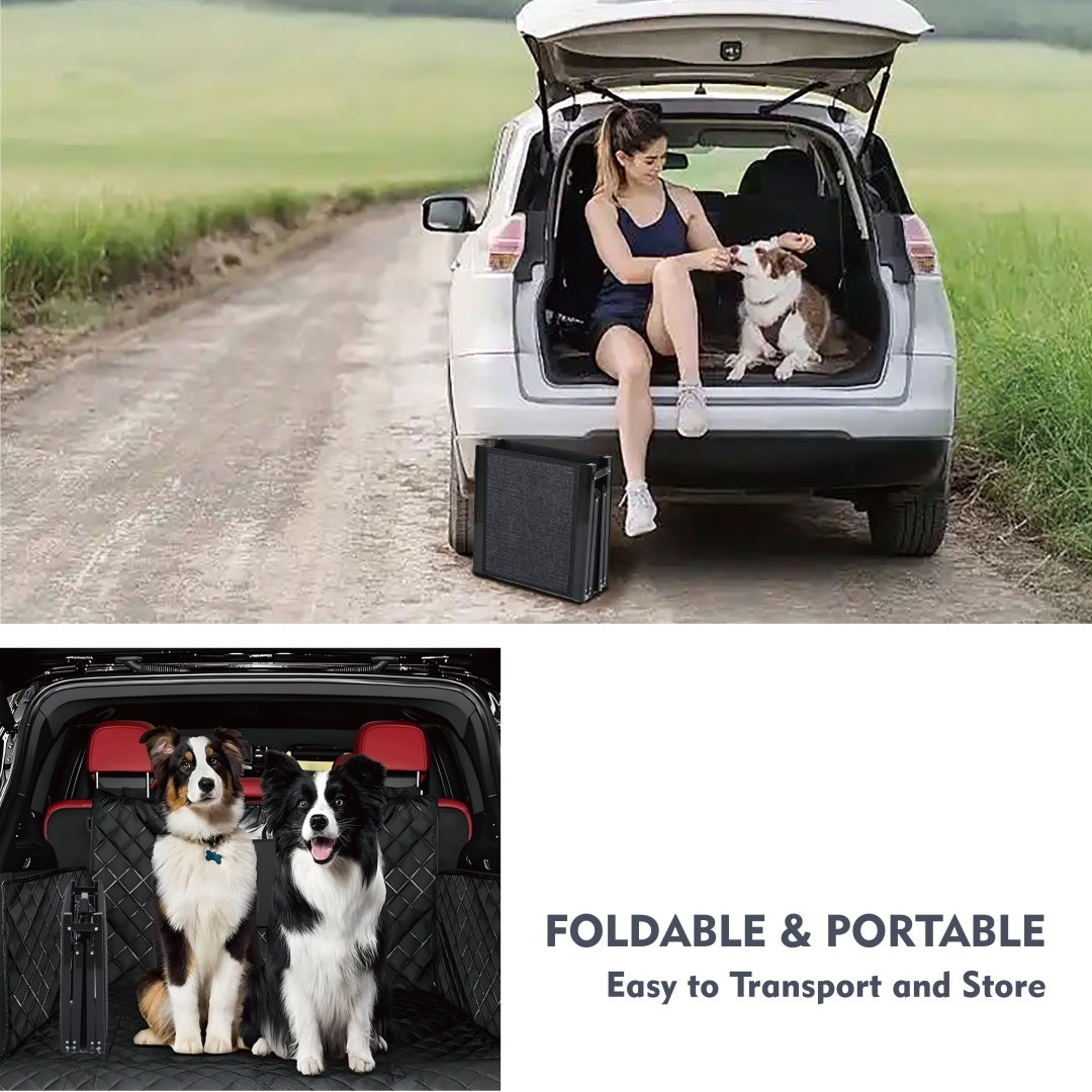 Portable Folding Dog Ramp for Cars, SUVs, and Trucks – 71" Long, 19.5" Wide, Non-Slip Rug Surface, Supports Up to 250 lbs