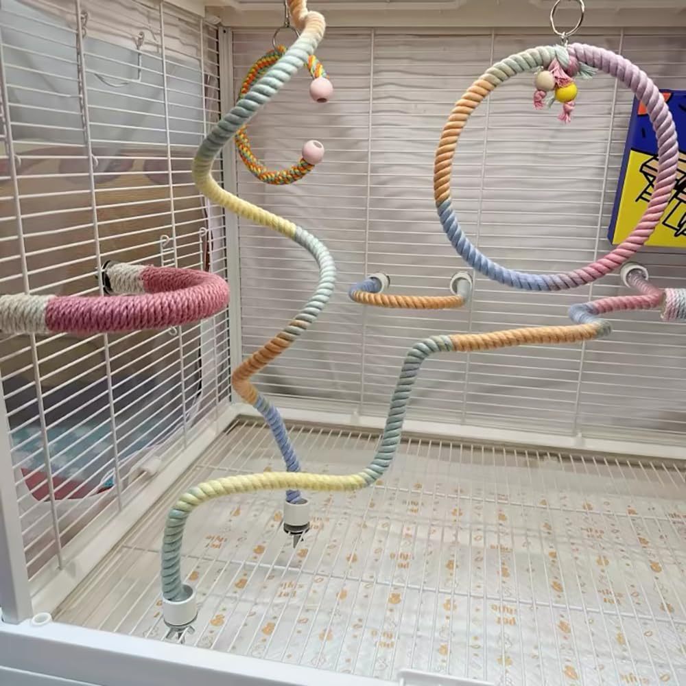 Gradient Bird Perch Stand with Bendable Rope