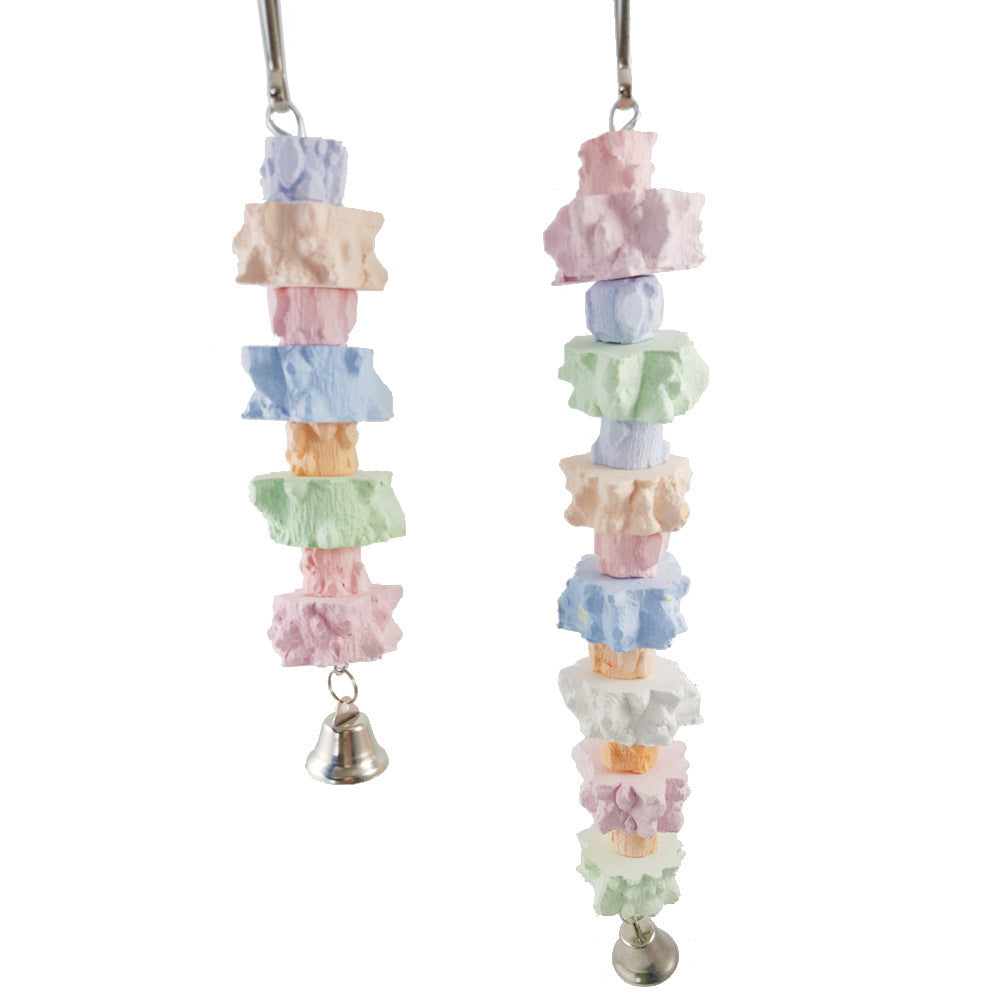 Bird Dental Molar Toy with String and Stone