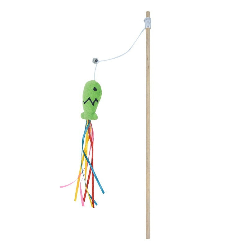 Colorful Teaser Wand Toy for Cats with Catnip Fish