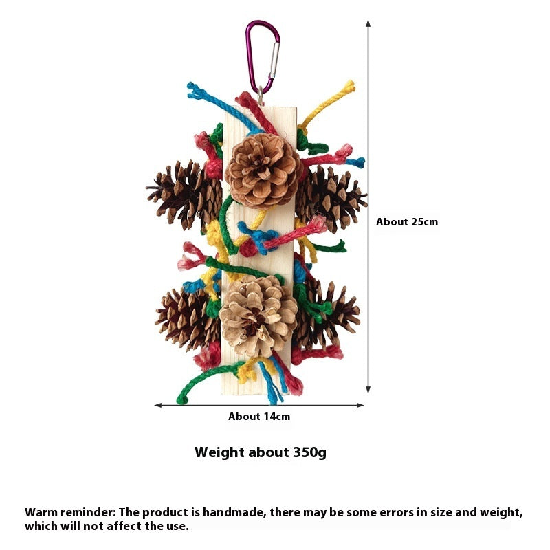 Natural Wood Parrot Toy for Tearing and Biting