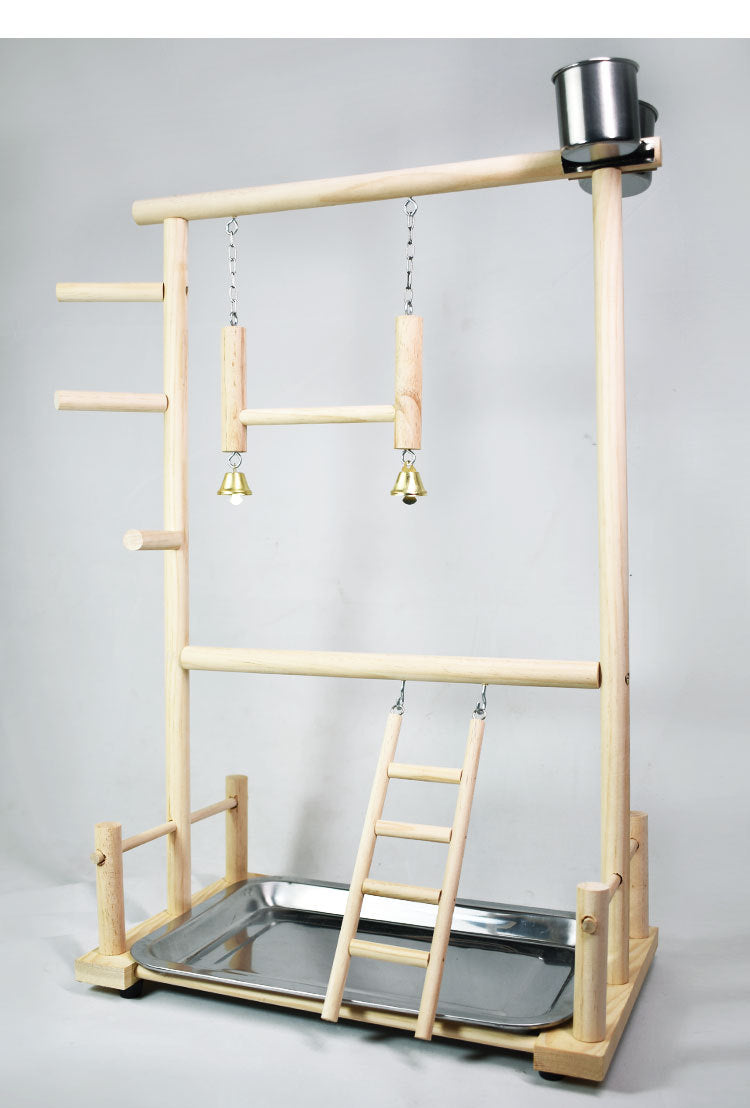 Wooden Toy Swing with Climbing Ladder & Dual Food Box
