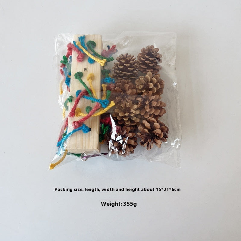 Natural Wood Parrot Toy for Tearing and Biting