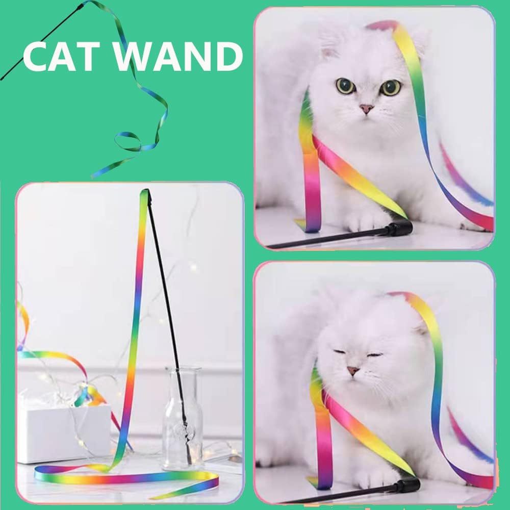 Colorful Interactive Wand Toy with String for Cats