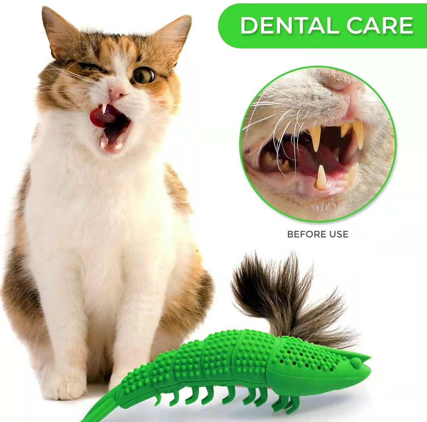 Cats 360 Degree Teeth Cleaning Toy Interactive Games Rubber Toothbursh Chew