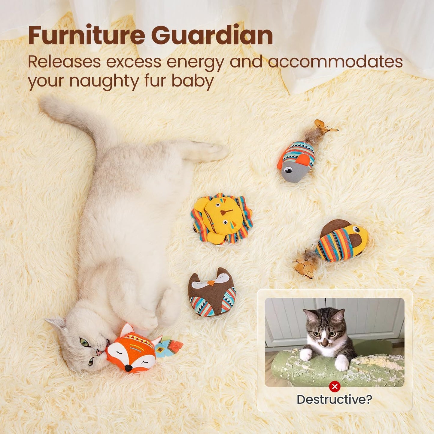 Interactive Cat Kickers for Indoor Cats with Jungle Animal Designs