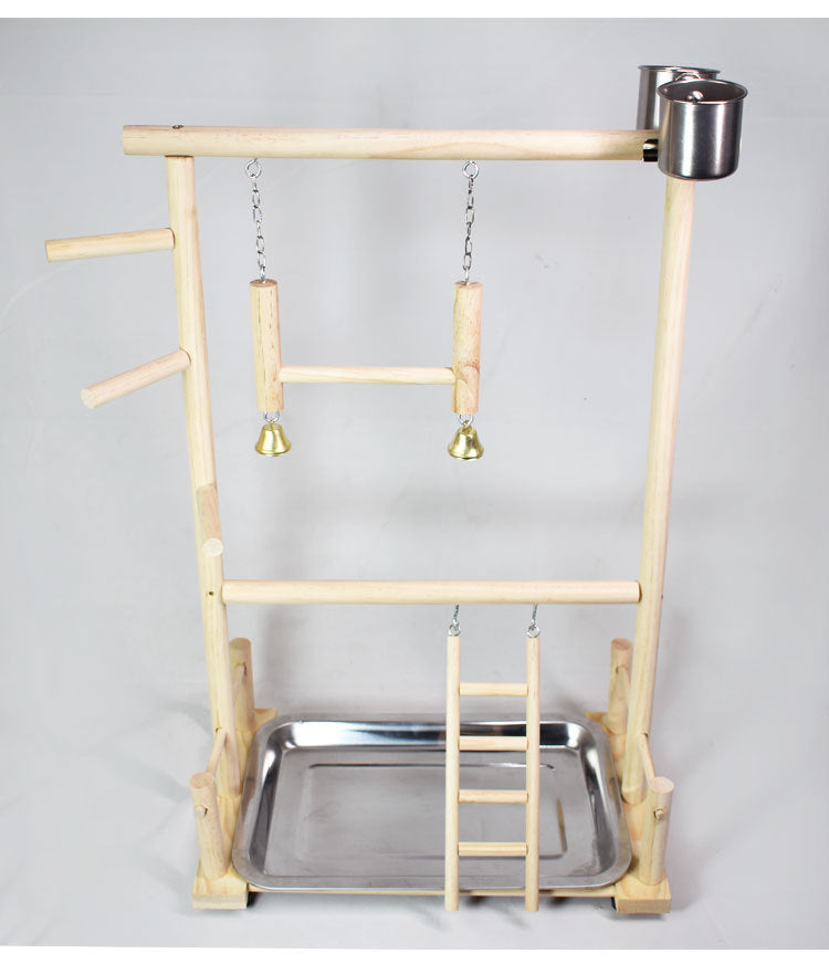 Wooden Toy Swing with Climbing Ladder & Dual Food Box