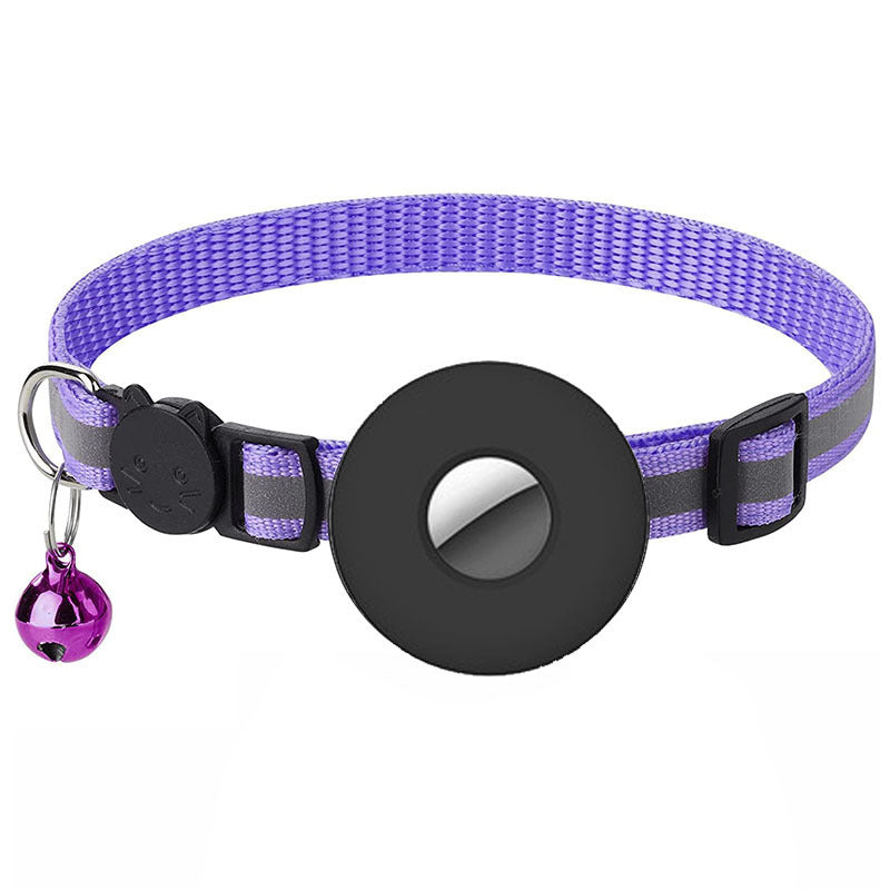 Airtag-Compatible Pet Collar with Bell and Reflective Stripes