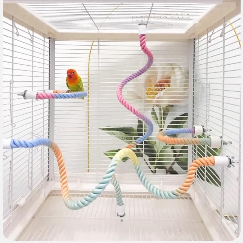 Gradient Bird Perch Stand with Bendable Rope