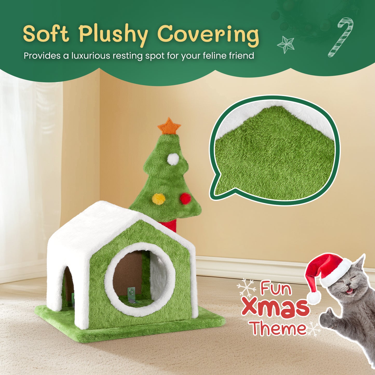 Christmas-Themed Feline Climbing House For Cats