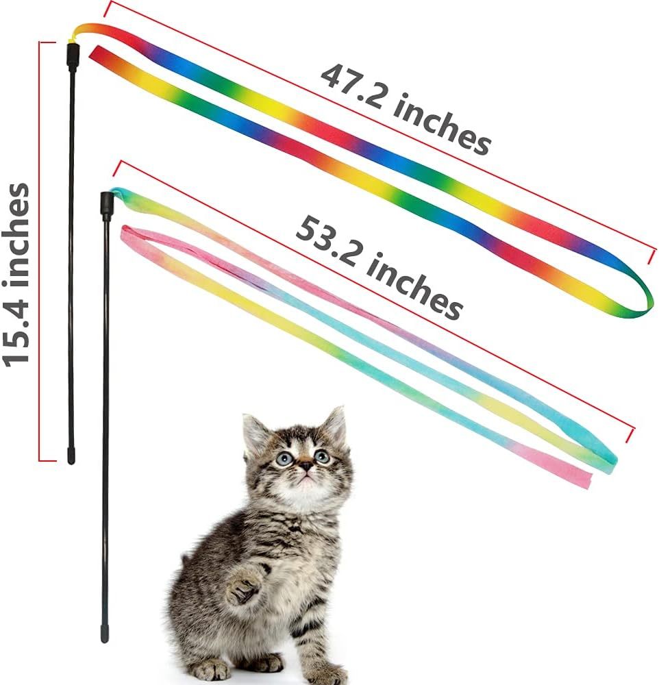 Colorful Interactive Wand Toy with String for Cats
