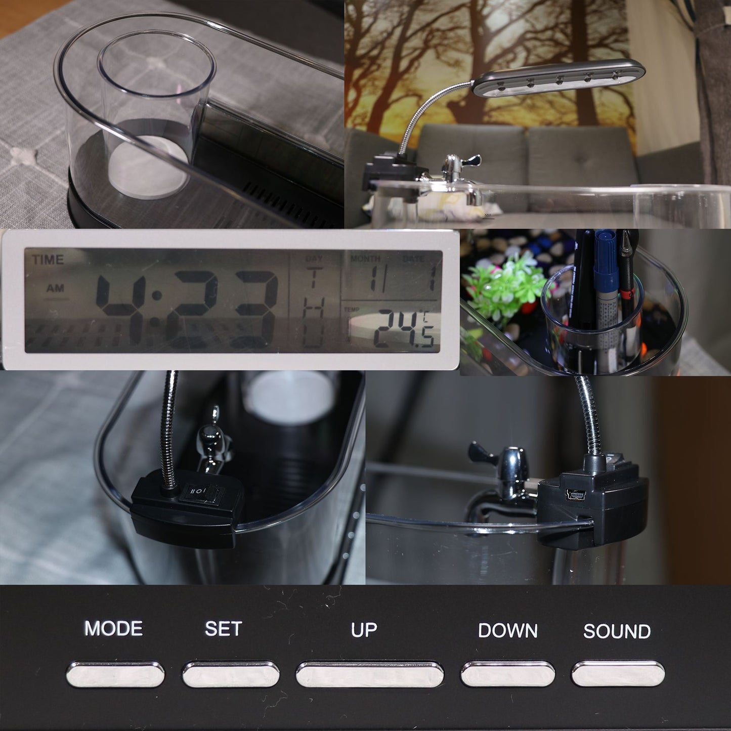 USB Mini Desktop Aquarium with Time, Date, Temperature, and Alarm