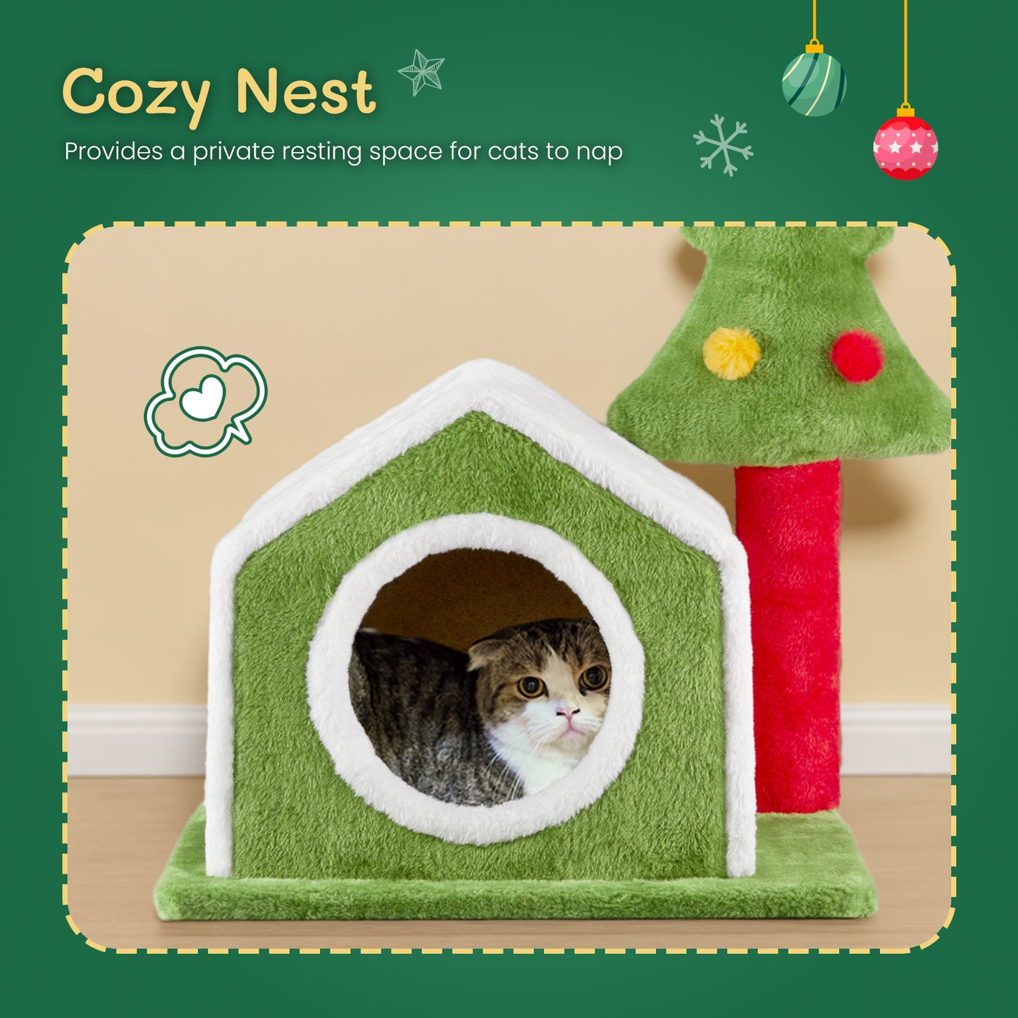 Christmas-Themed Feline Climbing House For Cats