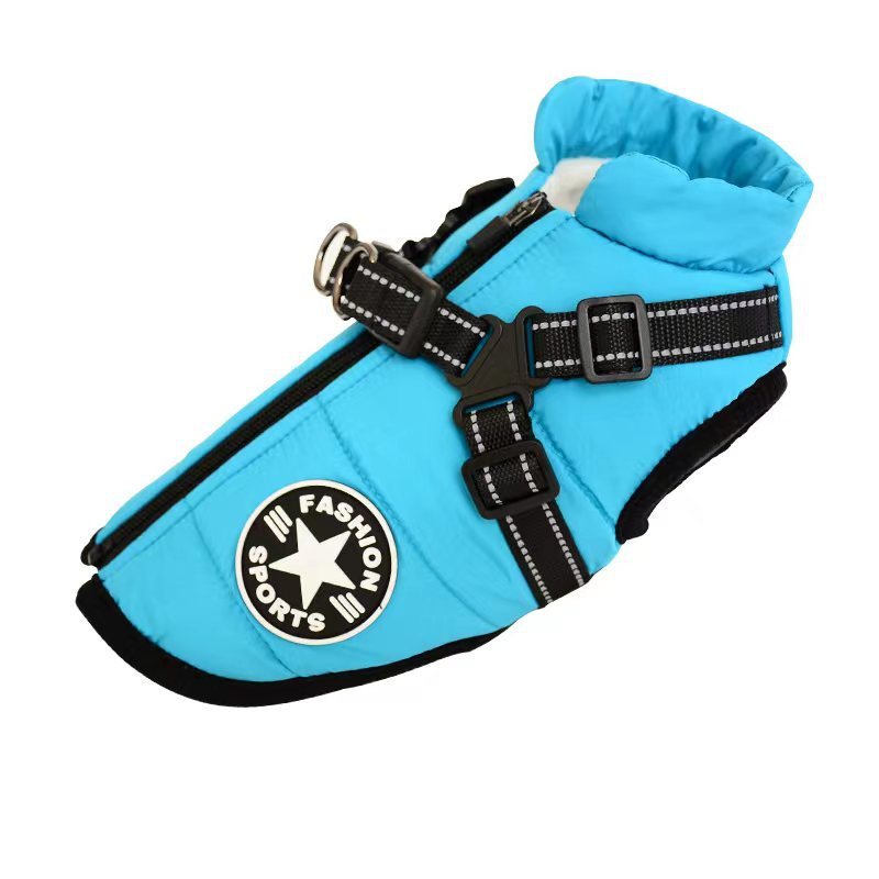 Waterproof Dog Clothes Winter Dog Coat With Harness Warm Pet Clothing Big Dog Jacket
